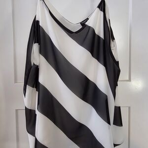 Torrid Black and White Striped Top